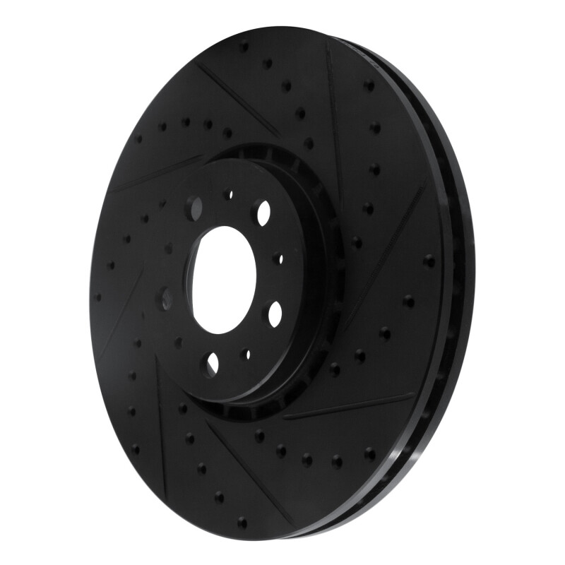 Volvo XC90 Brake Rotor (1) - Front Right - R1 Concepts - Drilled & Slotted - Black - `03-`14